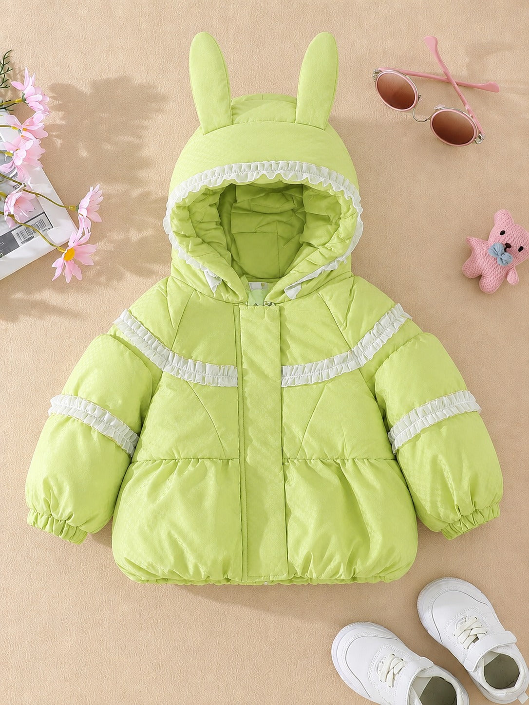 Lime Bunny Light Green Puffer Jacket 456