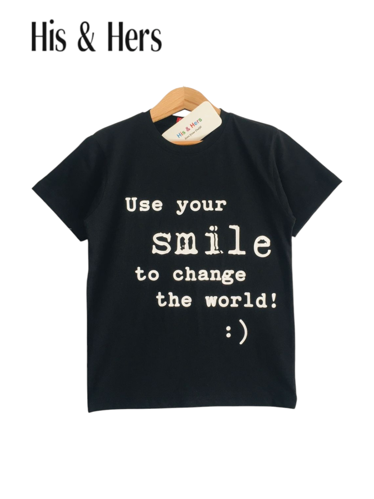 Smile Quotes Kid's Black T-Shirt Boys 255
