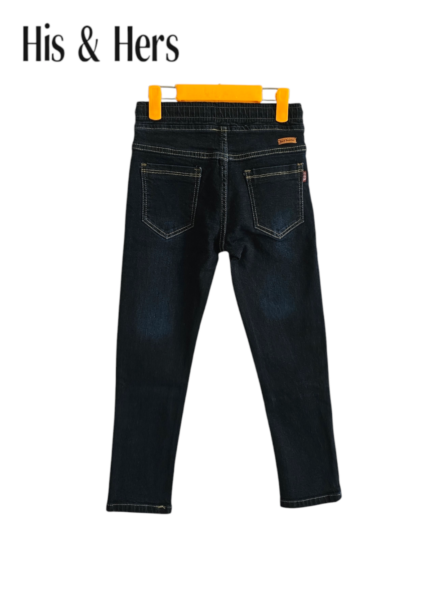 Kid's Elastic Waist Dark Blue Jeans Boys