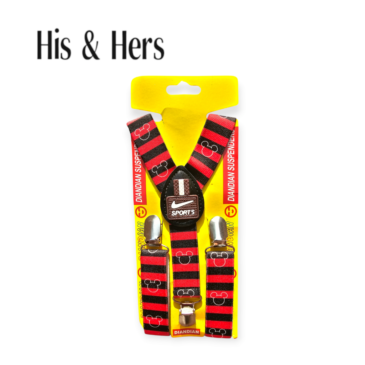 Red& Black Stripped Suspenders Kid's Belt