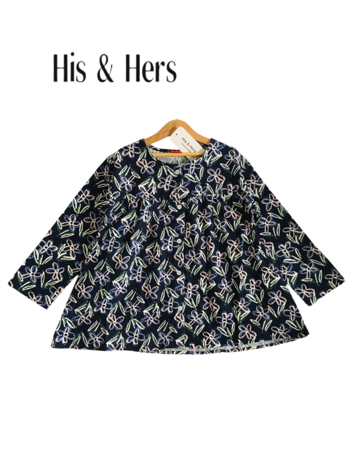 Navy Floral Short Length Girl Top Girls 127