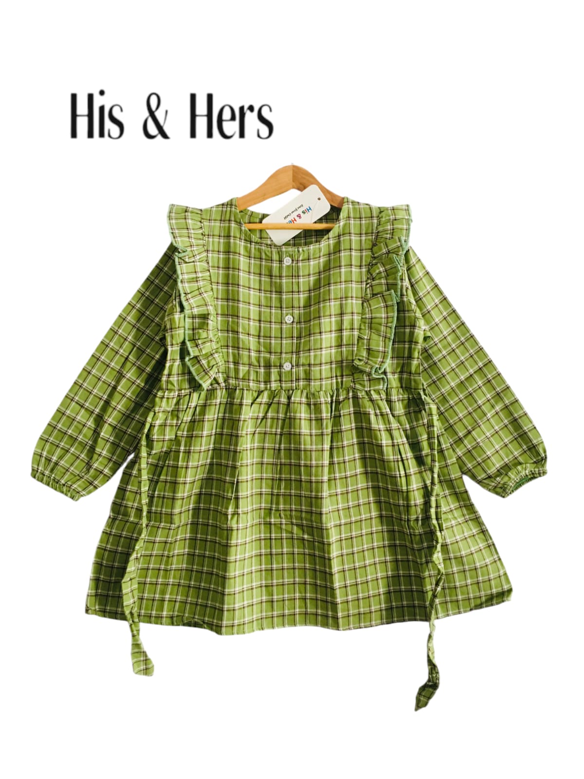Green Checked Girl Top Girls (008)