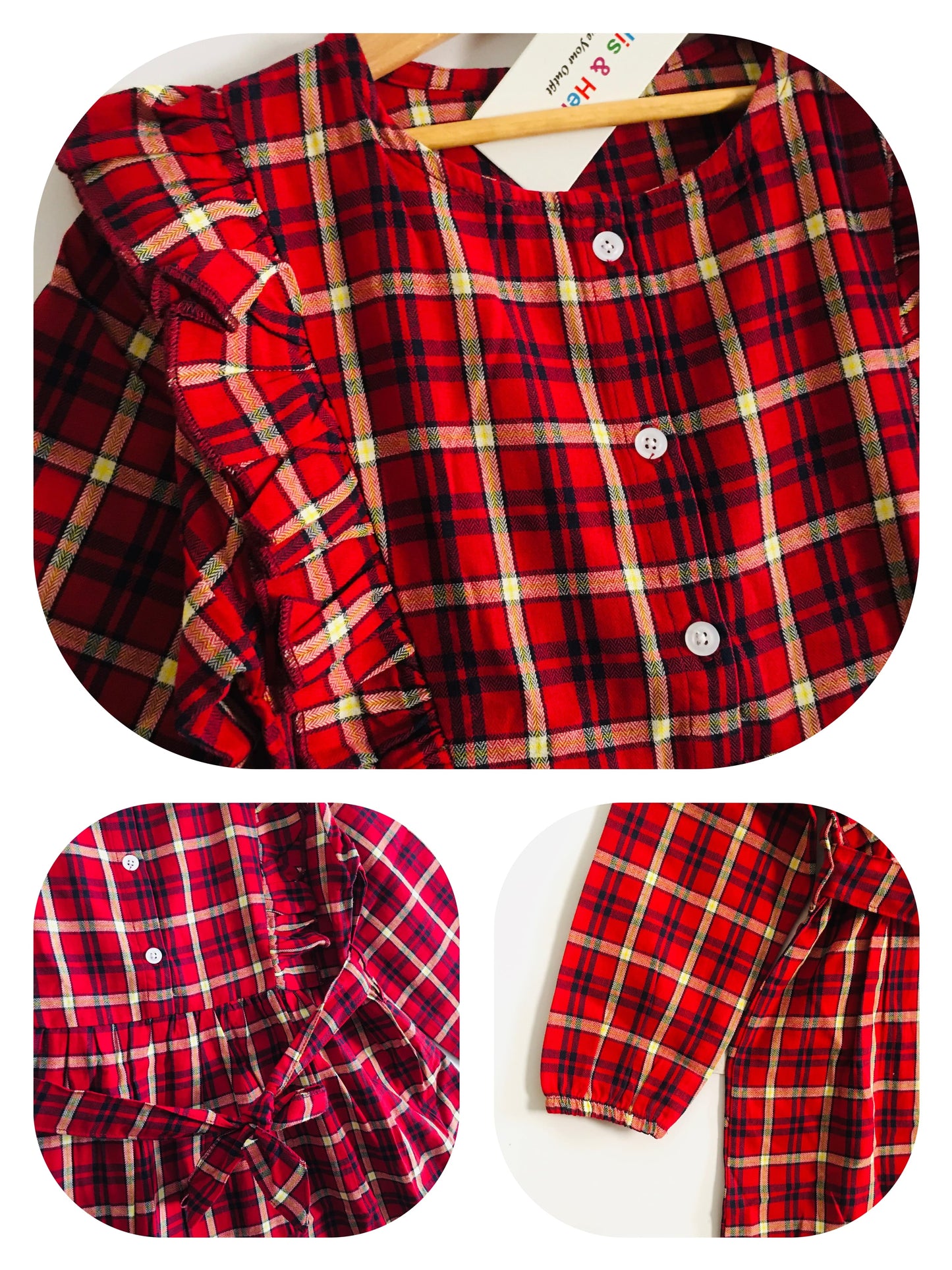 Red &Black Checked Girl Top Girls (008)
