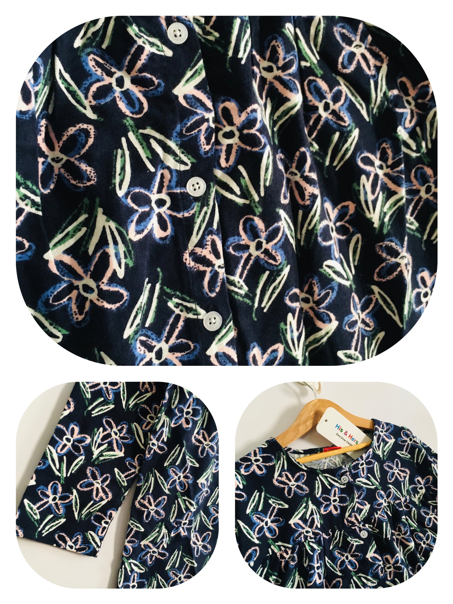 Navy Floral Short Length Girl Top Girls 127