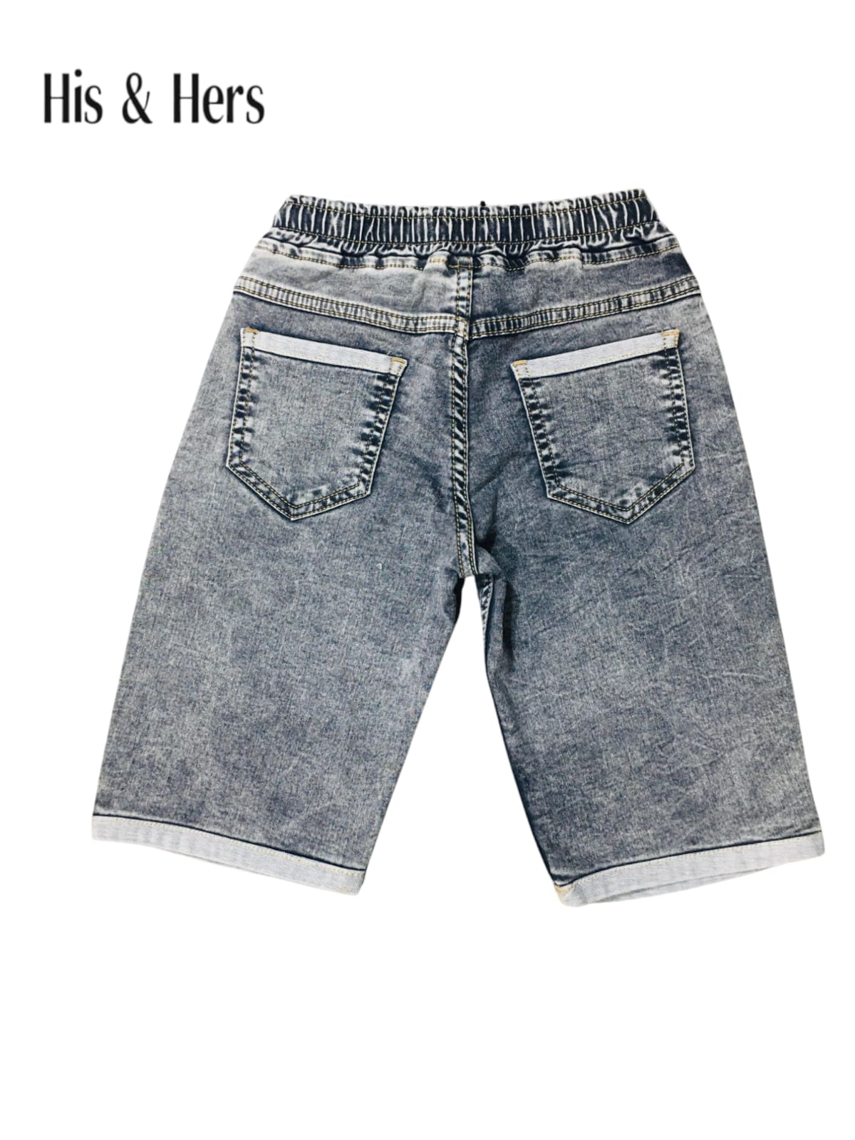 Elastic Waist &Cuffed Hem Grey Denim Shorts Boys 261