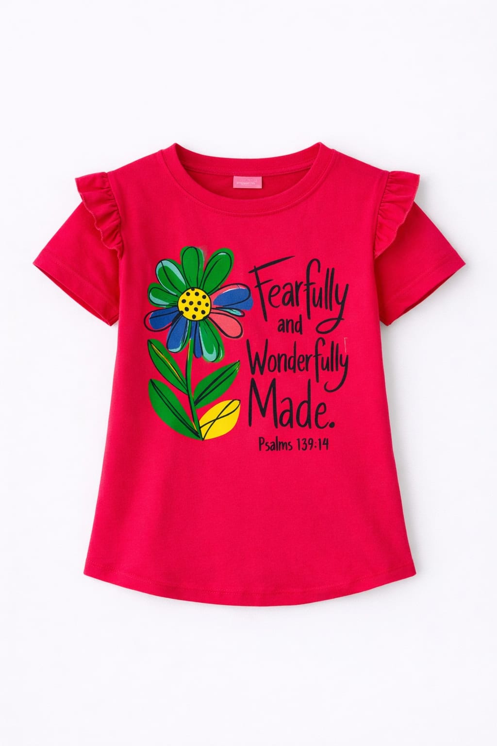 Fearfully and Wonderfully Made Shocking Pink T-Shirt Girls 440