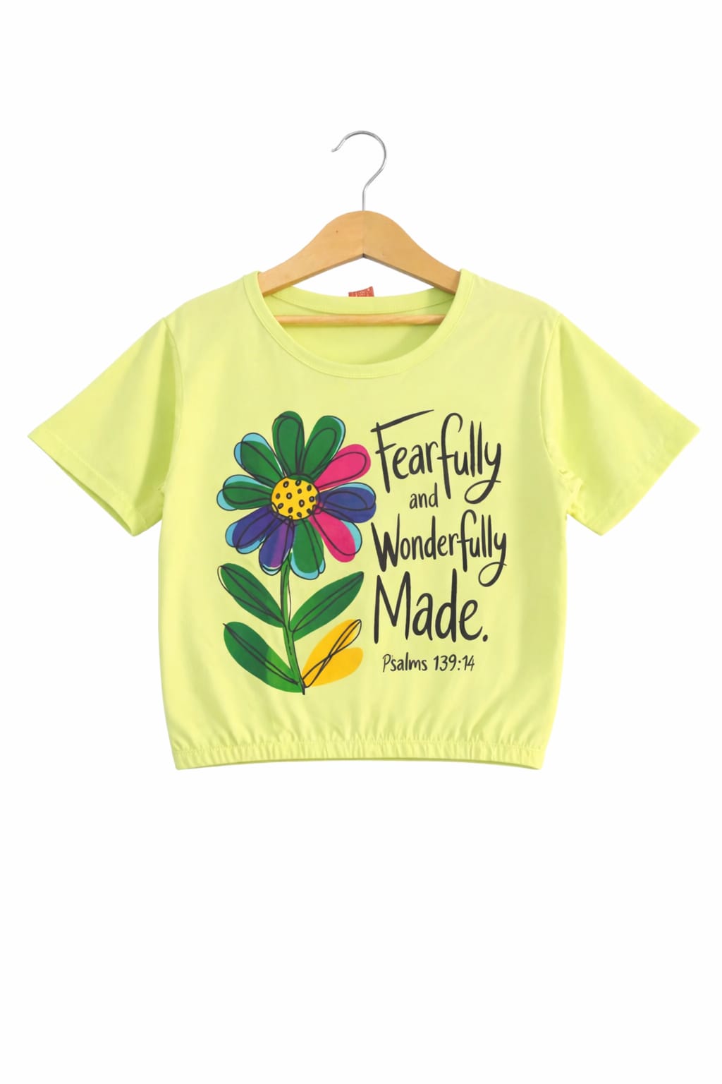 Fearfully and Wonderfully Made Lemon Green T-Shirt Girls 440