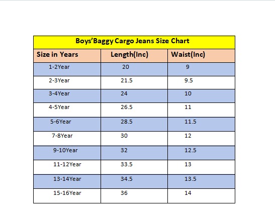 Boys Baggy Cargo Jeans - Random Blue 138