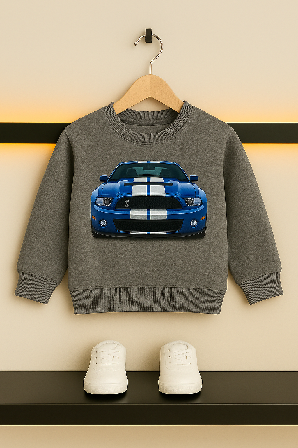 Boys Car Print Sweatshirt – Dark Grey 122