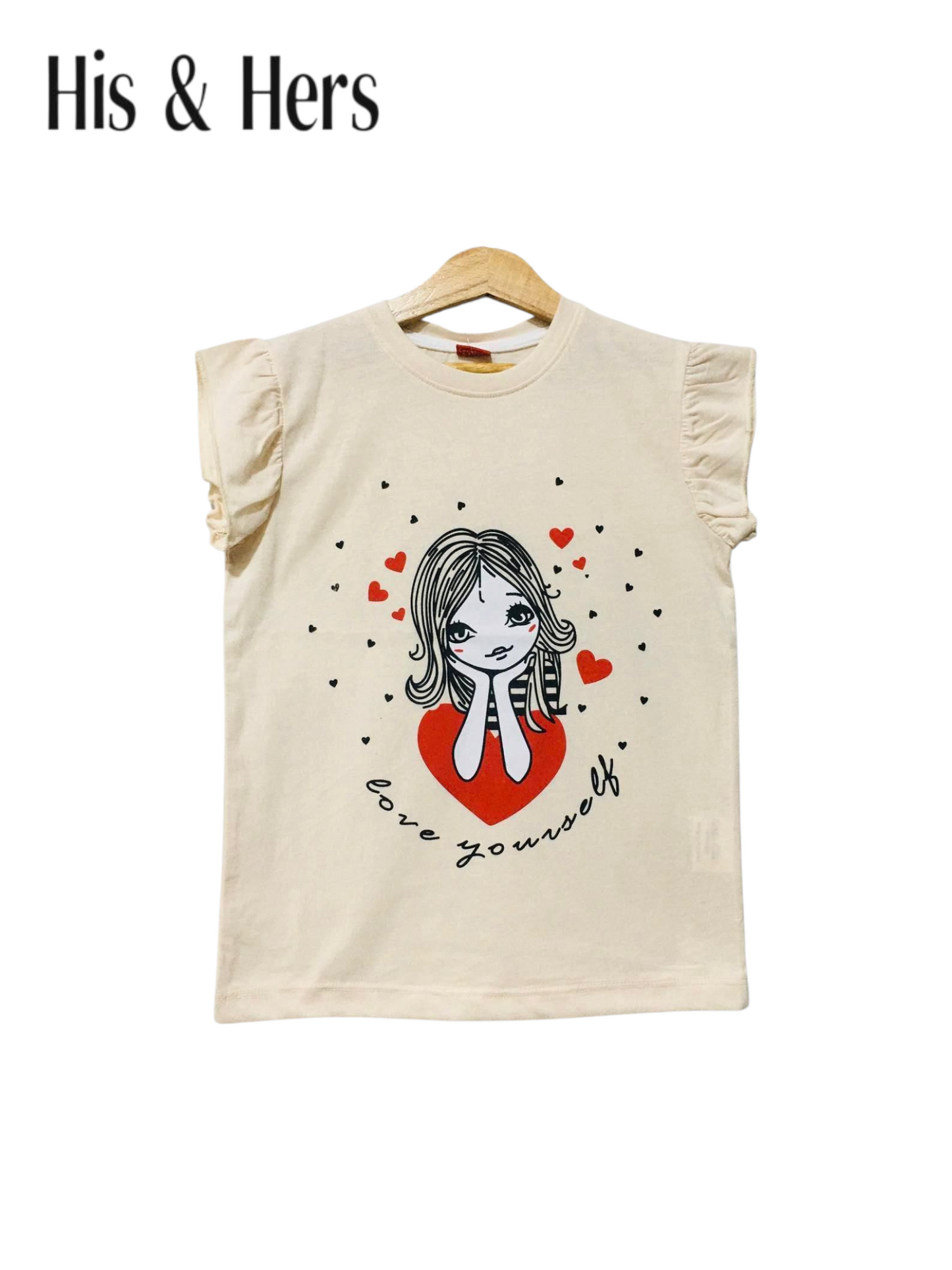 Love Yourself Cream T-Shirt Girls