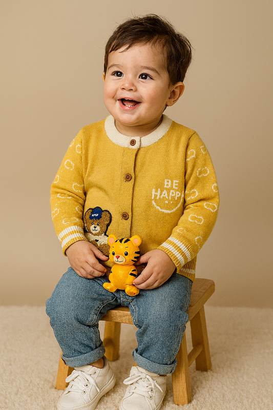 HAPPY Knitted Mustard Sweater Cardigans Boys