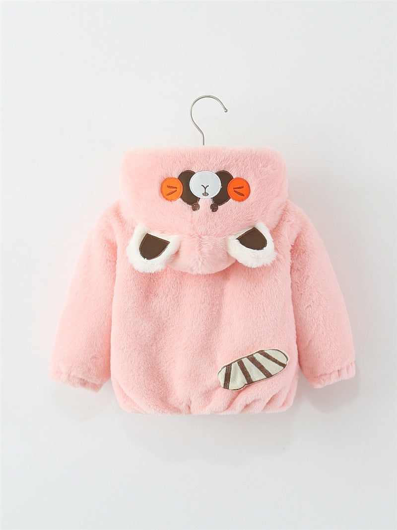Pink Furry Bear Hoodie Jacket