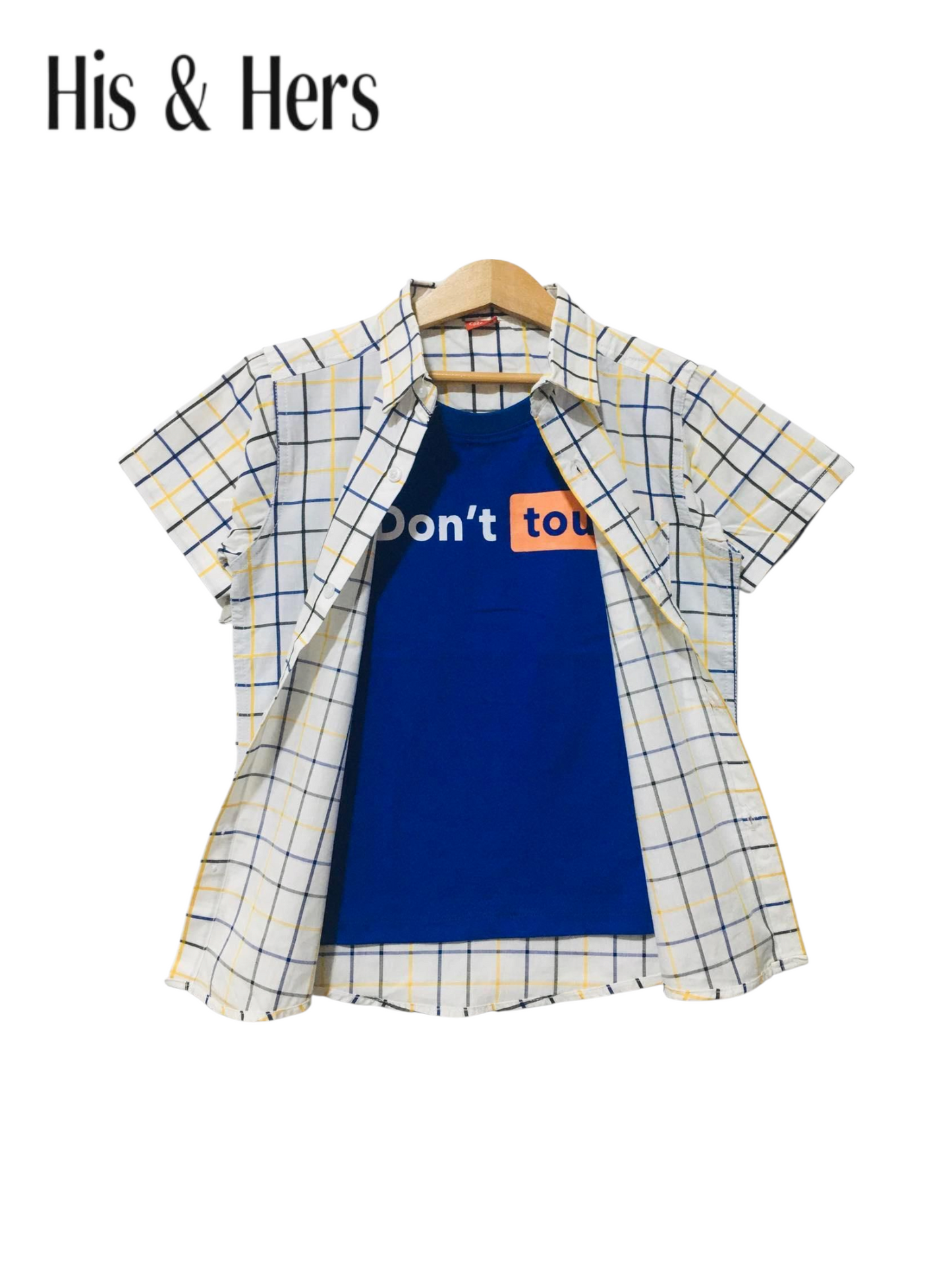 Blue & Yellow Checked Blue Inner Double Casual Shirt Boys