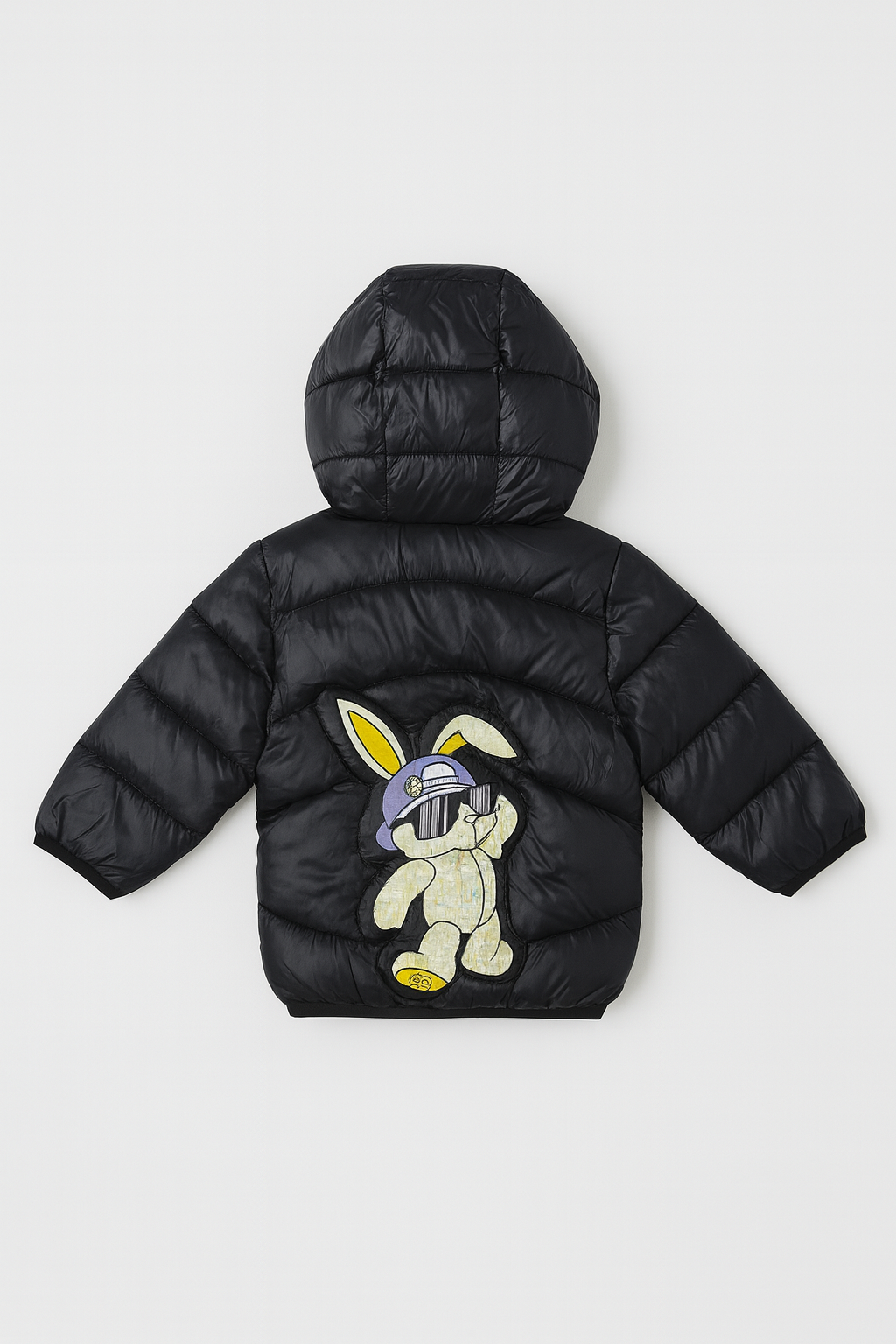 Imported Puffer Jacket Rabbit Print - Black