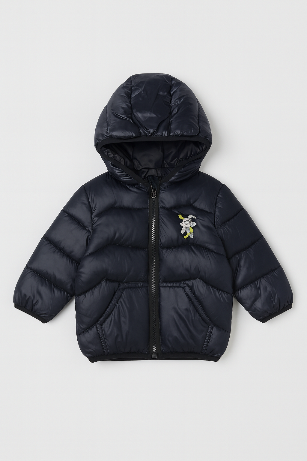 Imported Puffer Jacket Rabbit Print - Black