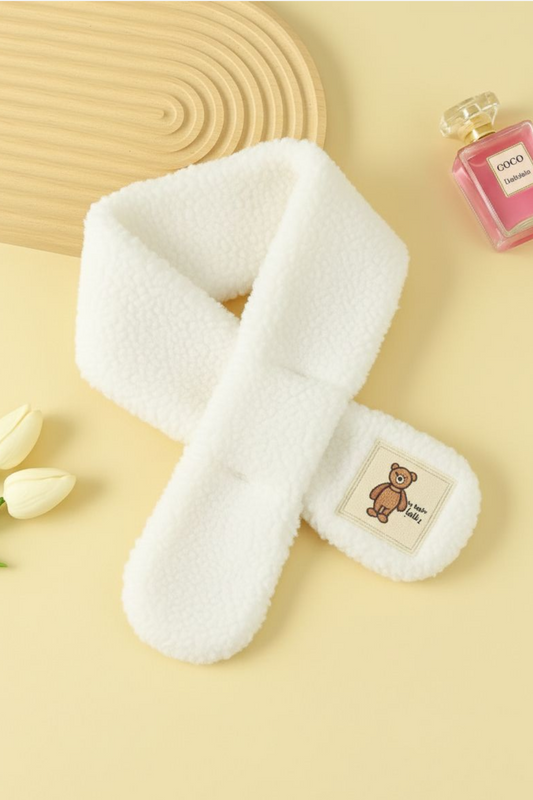 White Cute Bear Plush Scarf for Kids 🐥