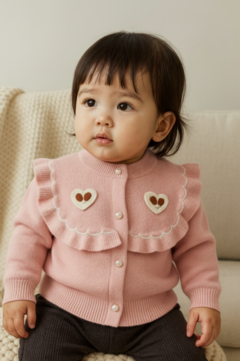 His&Hers Hearts Pink Knited Sweater Cardigans