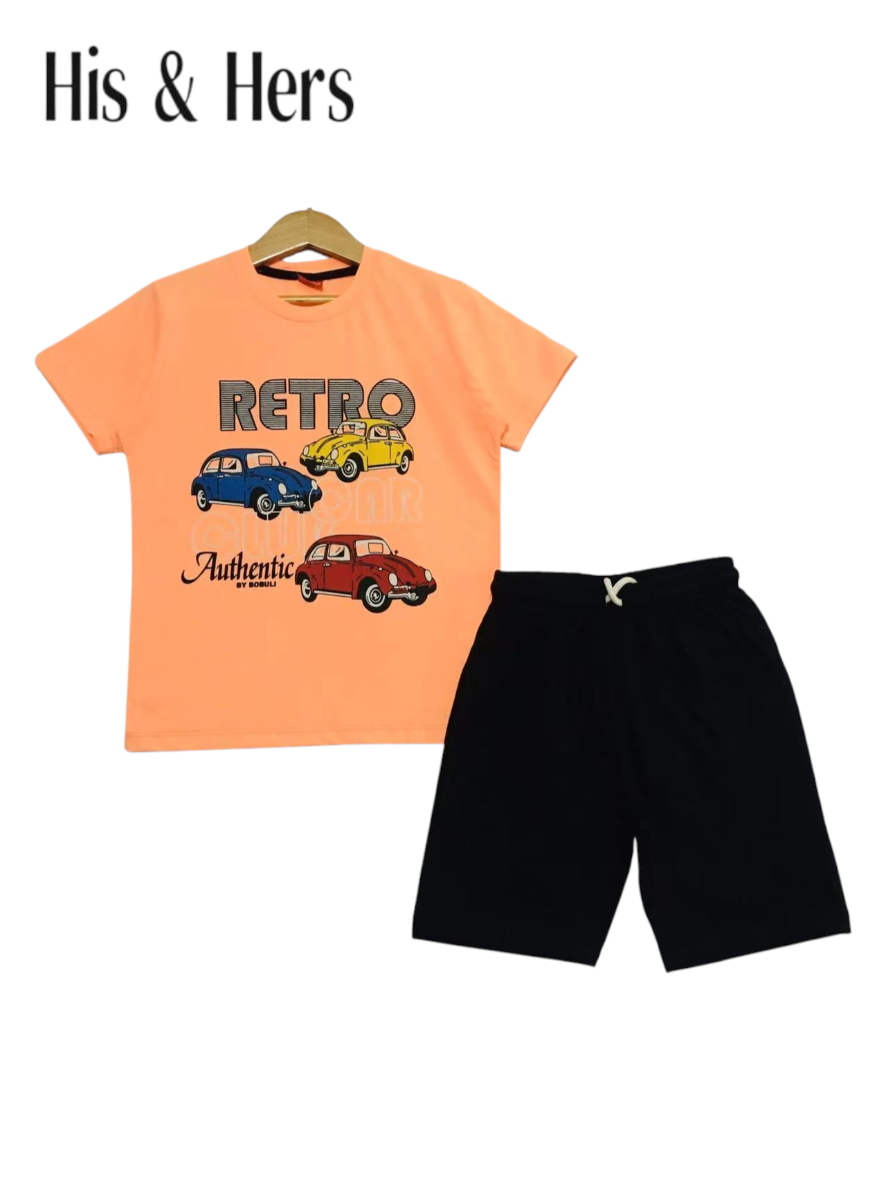RETRO Three Cars Print Orange Nicker Suit Boys 259