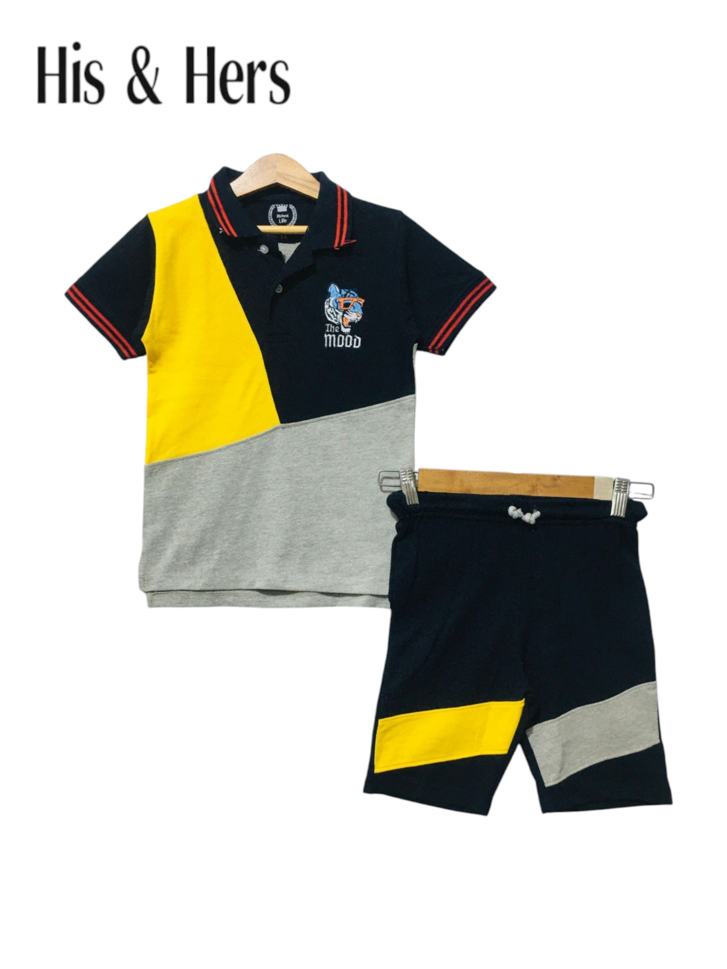Red Lines Collar Yellow& Black Polo Nicker Suit Boys 209