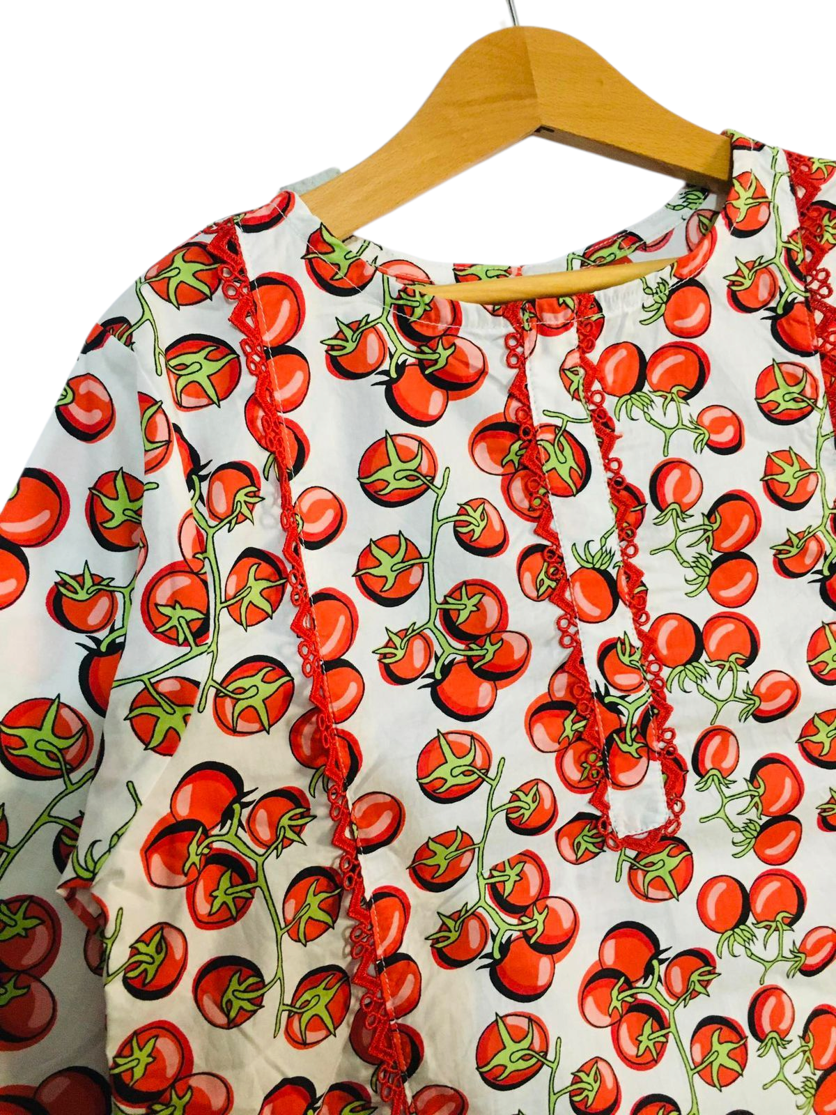 Printed Cotton Suit for Girls – Cherrytomato Red Design 440