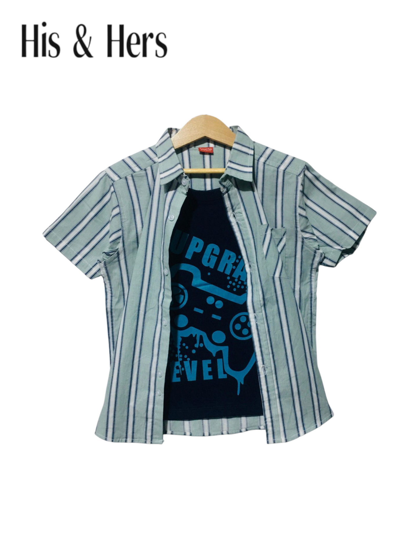 White Stripped Light Blue Double Casual Shirt 207