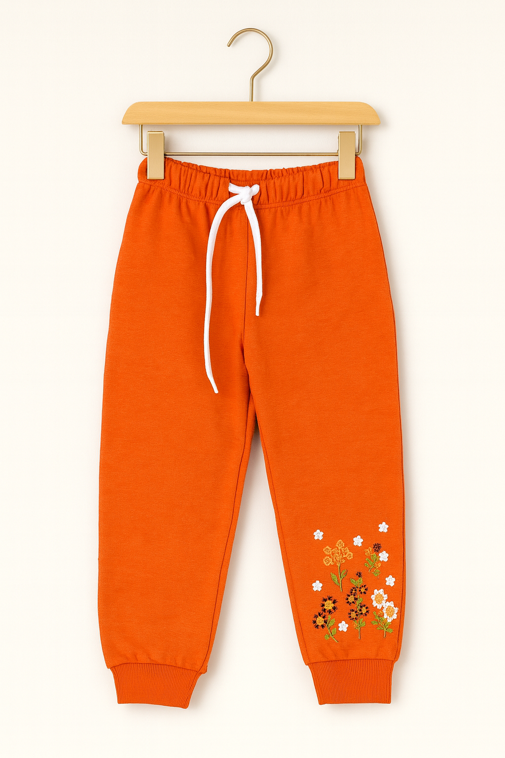 Autumn Bloom Embroidered Joggers β Pumpkin Orange ππΈ
