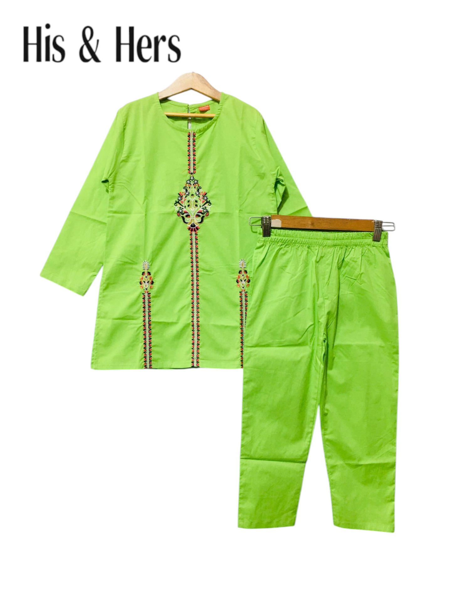 Colorful Embroidery Green 2PCS Suit 102
