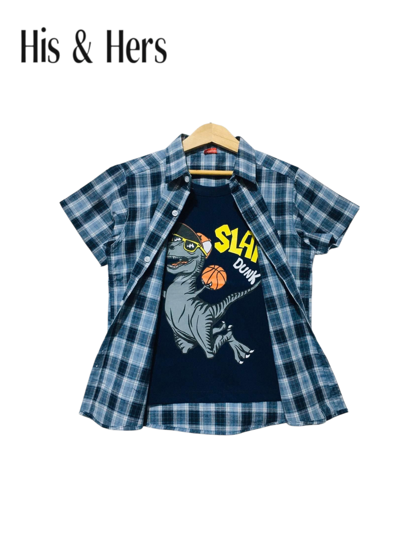 Black Checked Blue Double Casual Shirt Boys 108