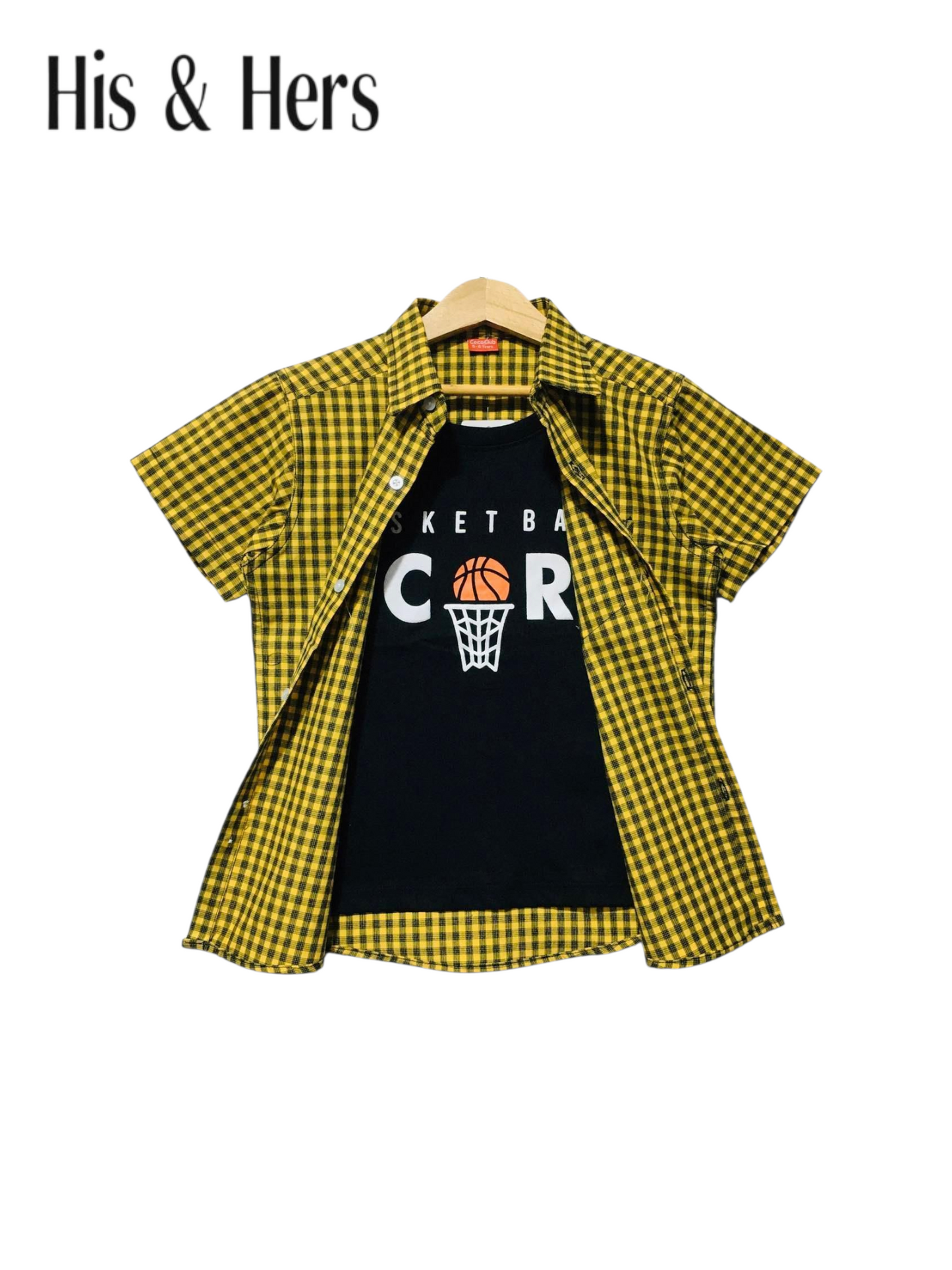 Black Checked Yellow Double Casual Shirt Boys 209