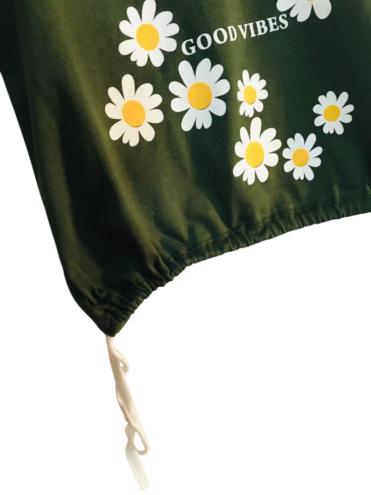 White Flowers Green T-Shirt Girls 243