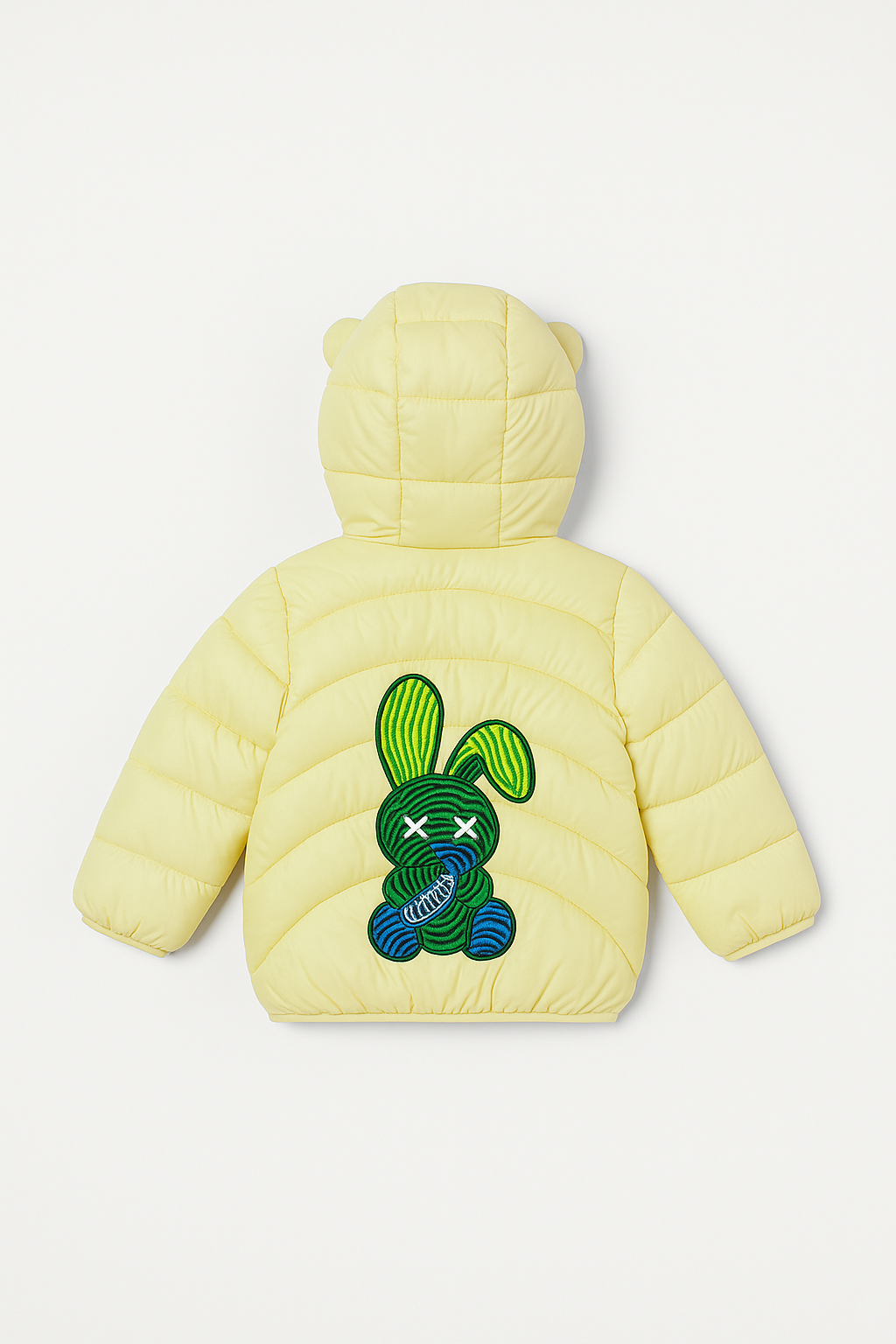 Imported Puffer Jacket Rabbit Print - Creamy Yellow