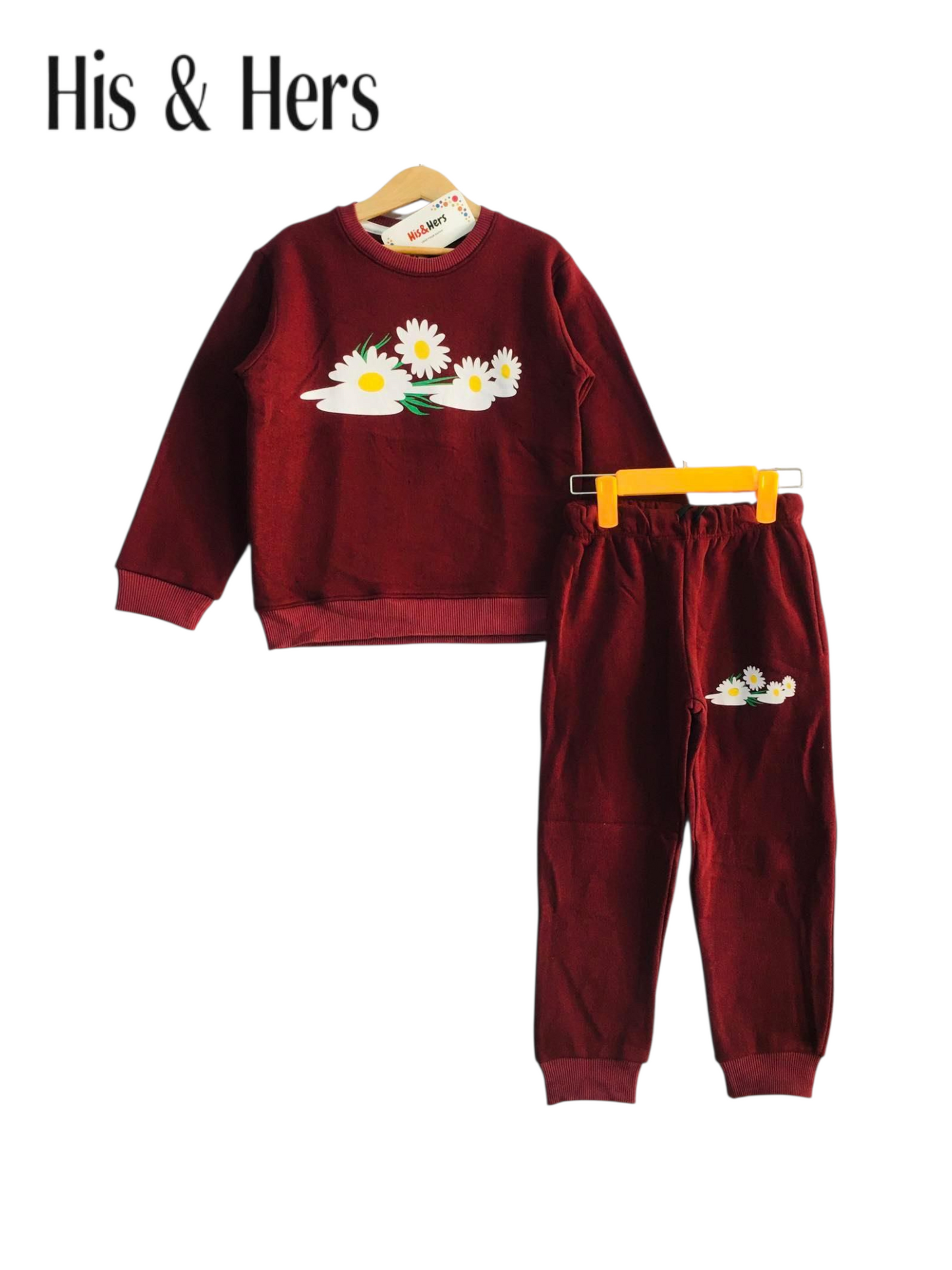 White Daisy Mahroon Tracksuit Girls 408