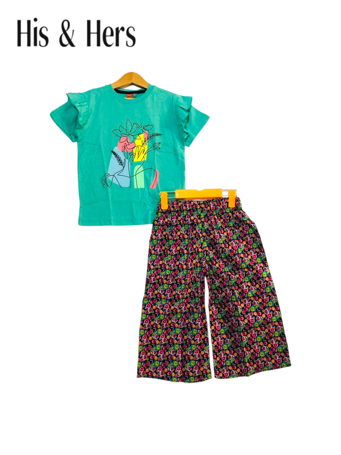 Multi Flowers Blue T-Shirt & Cotton Flapper 432