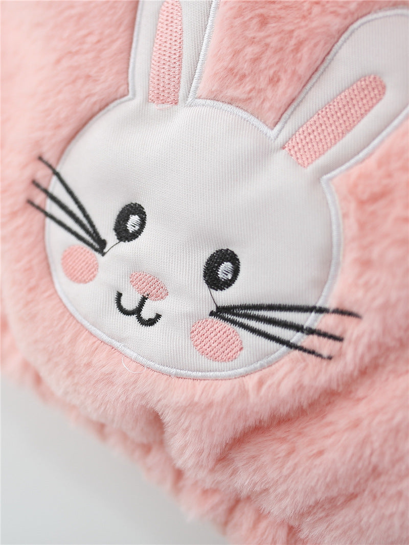 Pink Bunny Plush Winter Coat for Girls