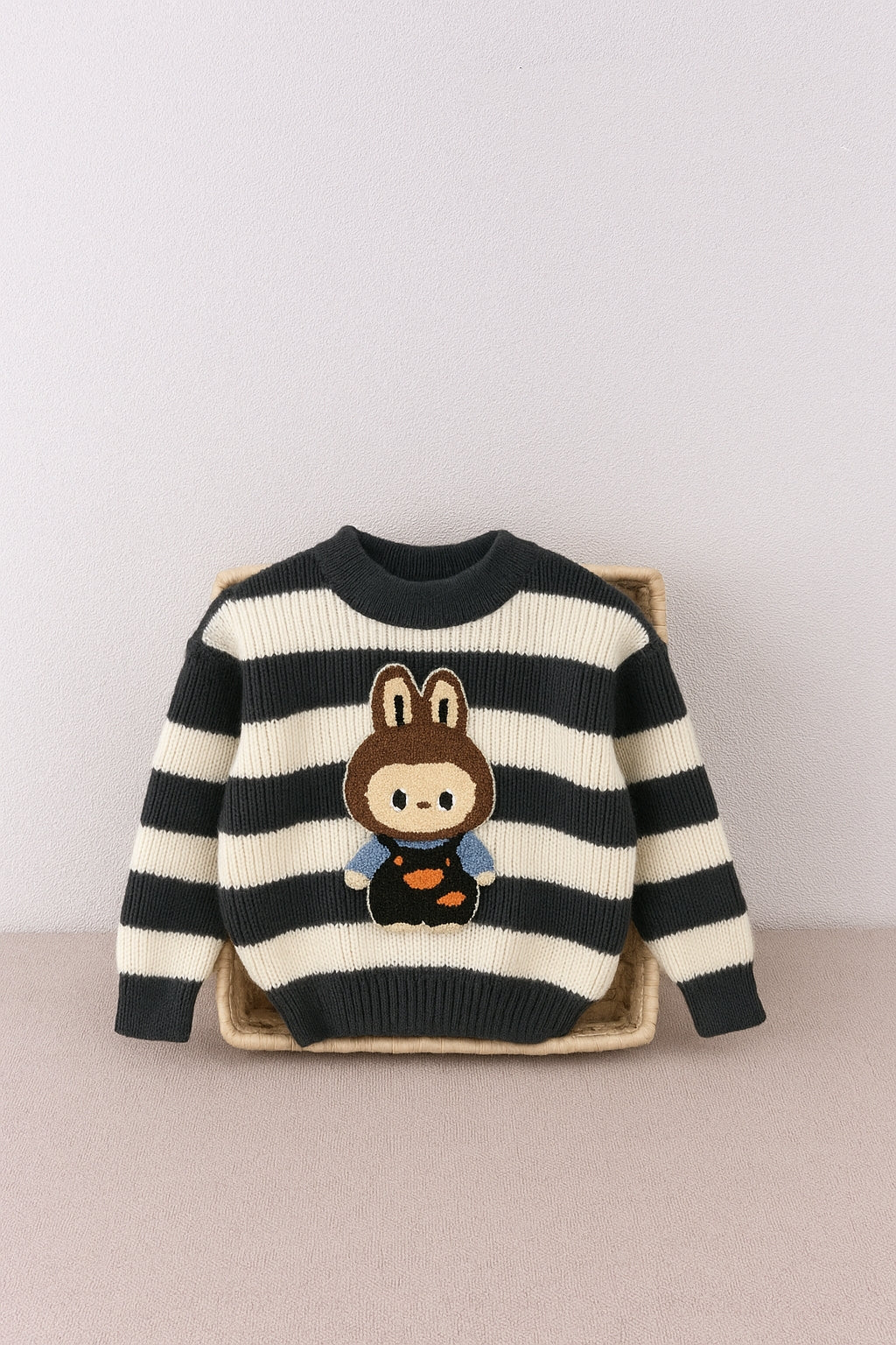Black& Cream Striped Knit Sweater for Boys & Girls