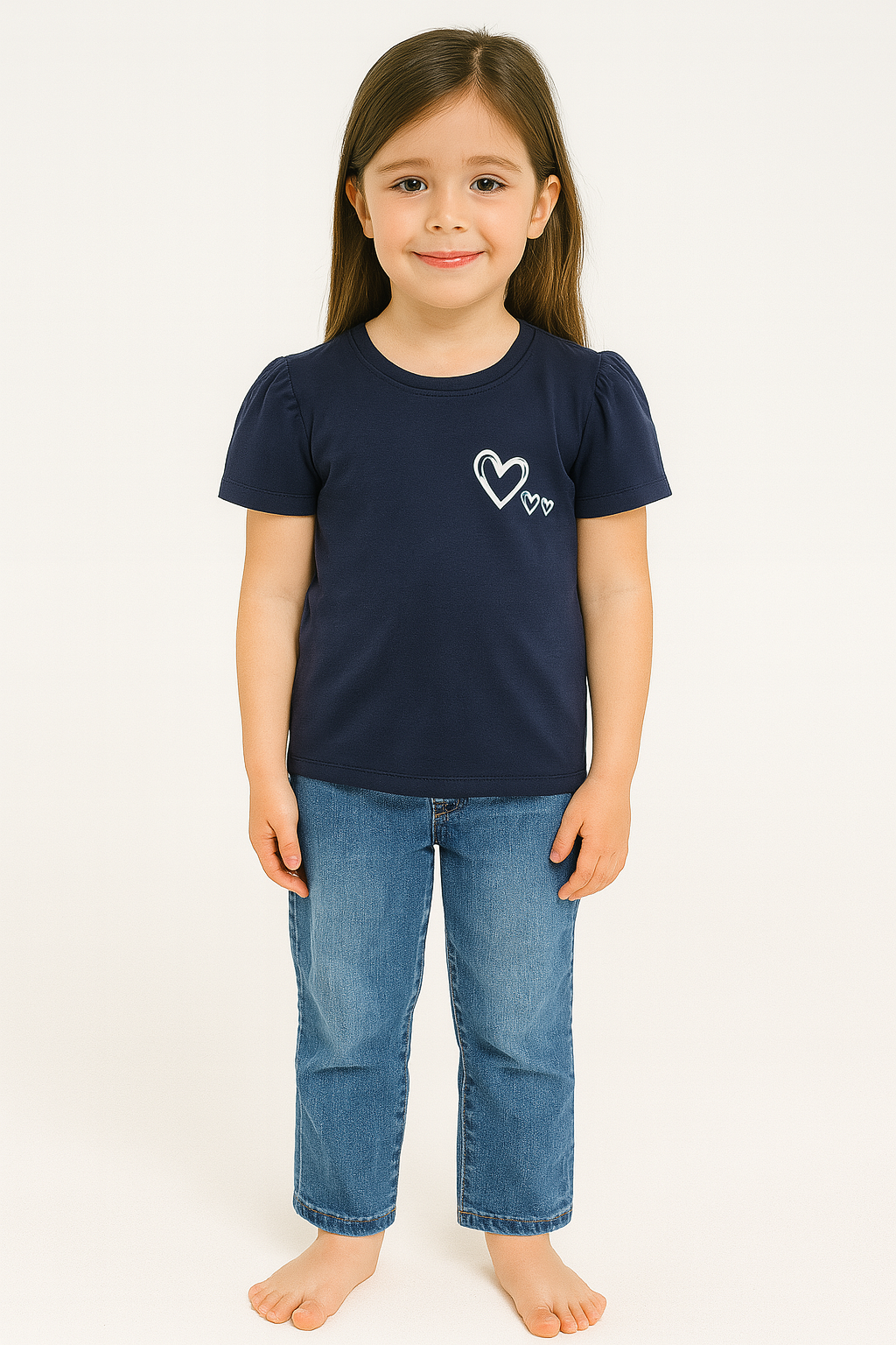 Heart Logo Navy T-Shirt Girls 121