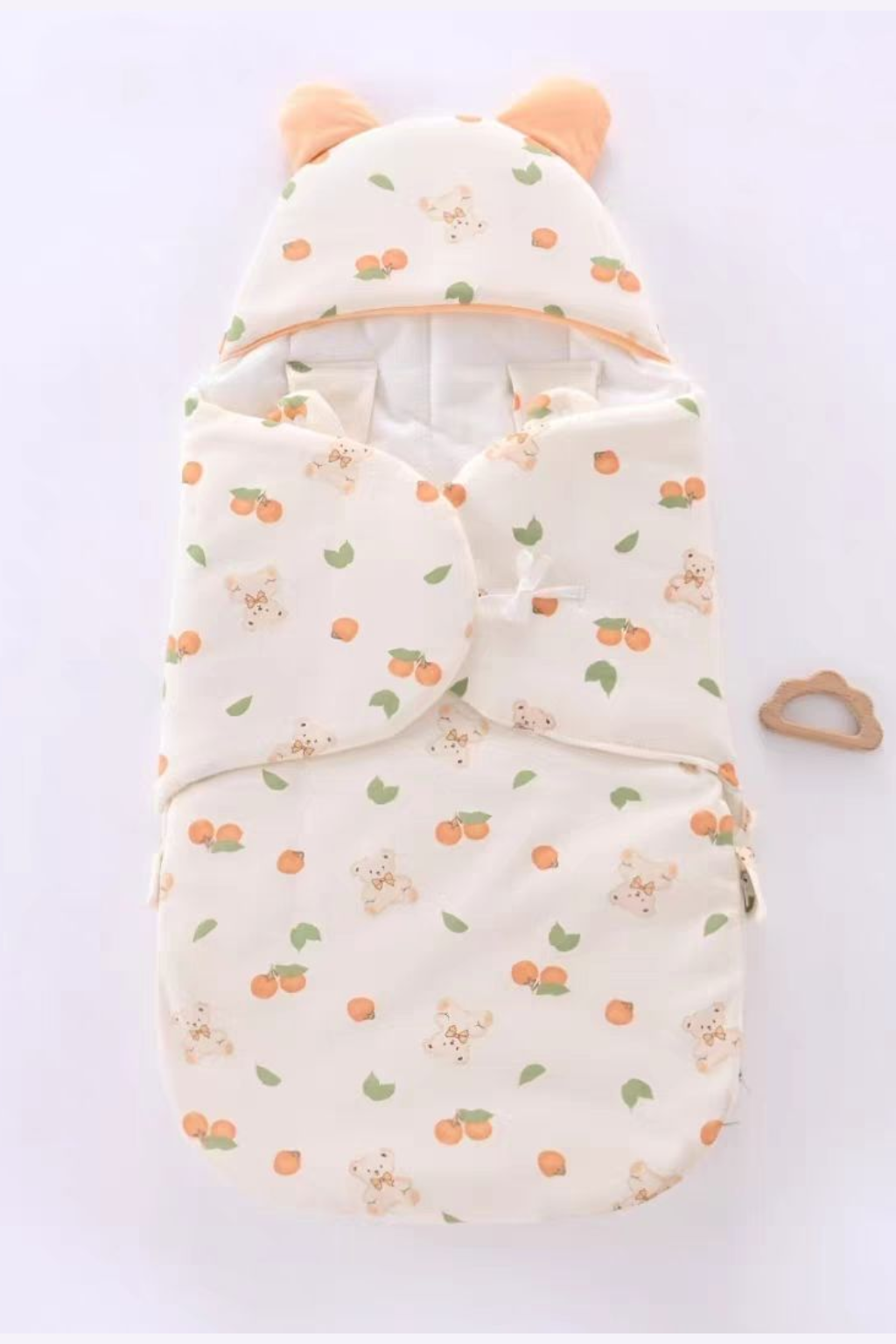 Orange Teddy Baby Swaddle Blanket – Soft Cotton Newborn Sleeping Wrap