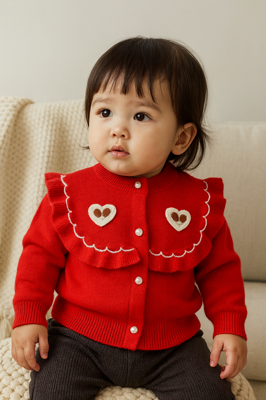 His&Hers Hearts Red  Knited Sweater Cardigans