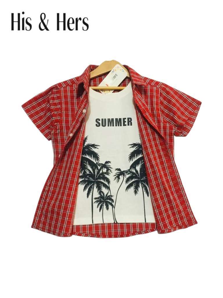 Black Checked Red Double Casual Shirt Boys 443
