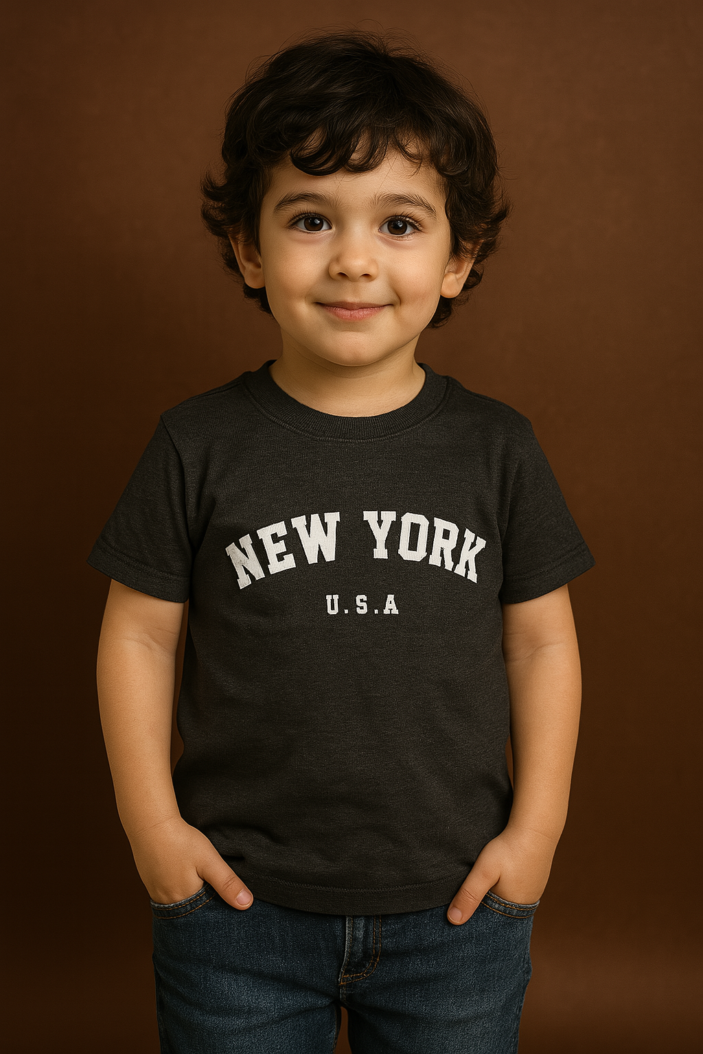 NEW YORK Black Grey T-Shirt Boys