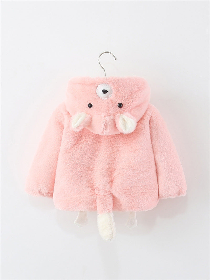 Fluffy Puppy Hooded Jacket for Kids – Pink