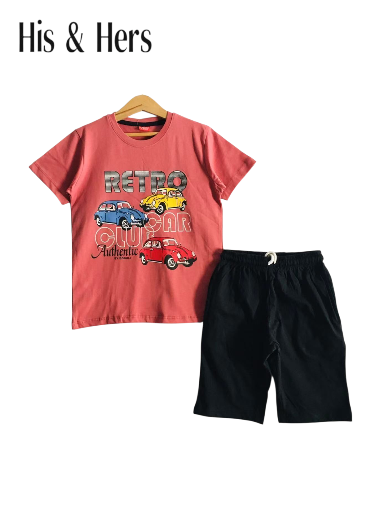RETRO Three Cars Print Pink Nicker Suit Boys 121