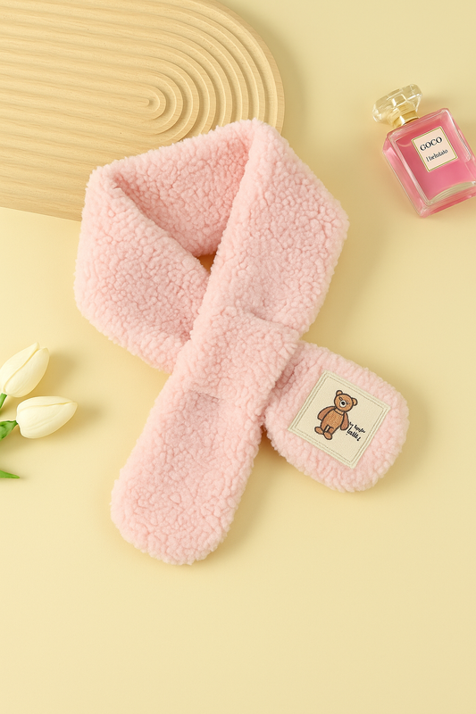 Pink Cute Bear Plush Scarf for Kids 🐥