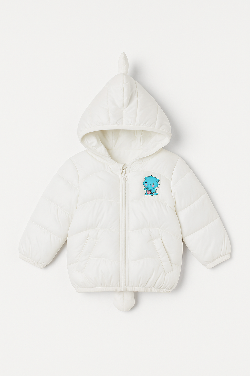 Imported Puffer Jacket 3D Tail - Shiny White