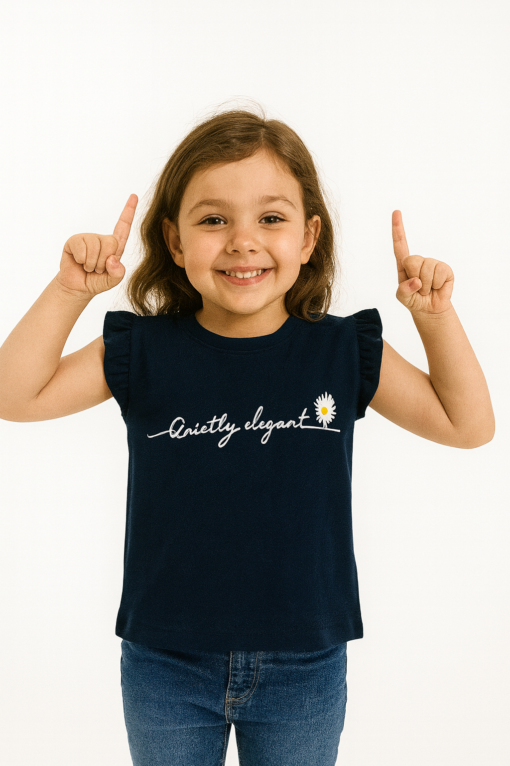 One Daisy Print Navy T-Shirt Girls 219