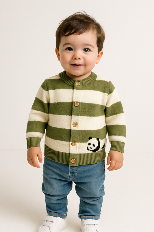 His&Hers Green Stripped Sweater Cardigans