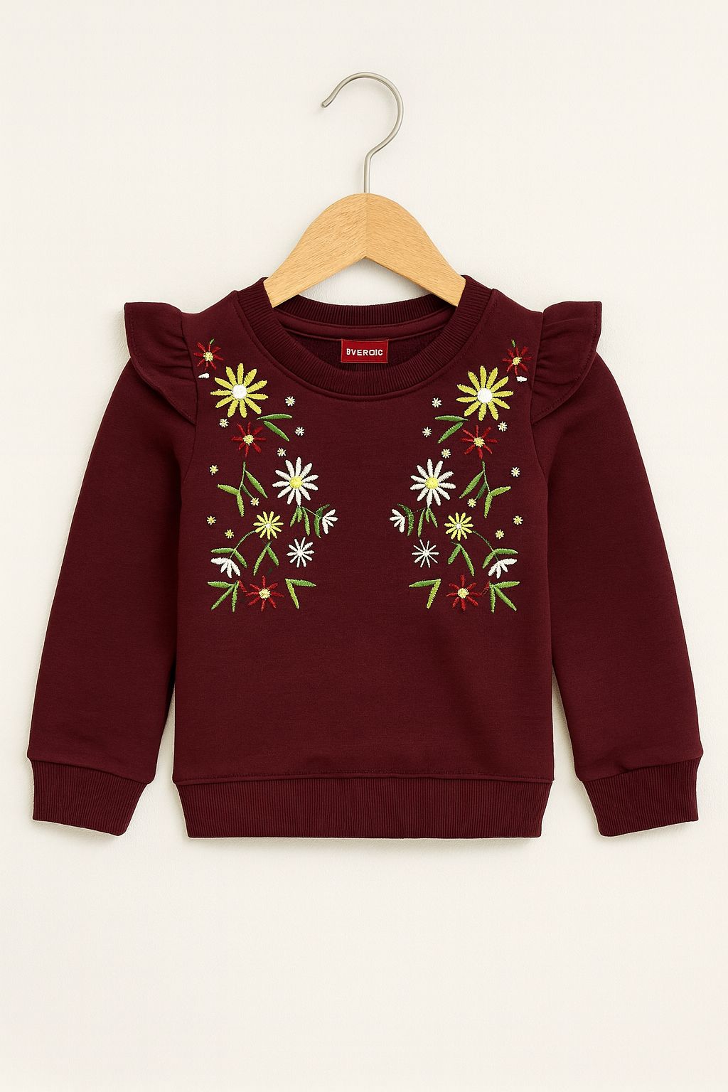 Floral Embroidery Mahroon Sweatshirt Girls 302