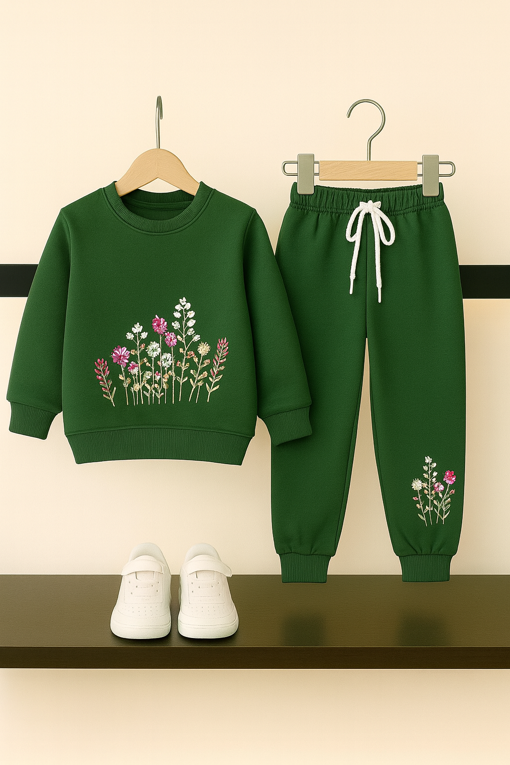Green Kids’ Embroidered Floral Tracksuit 285
