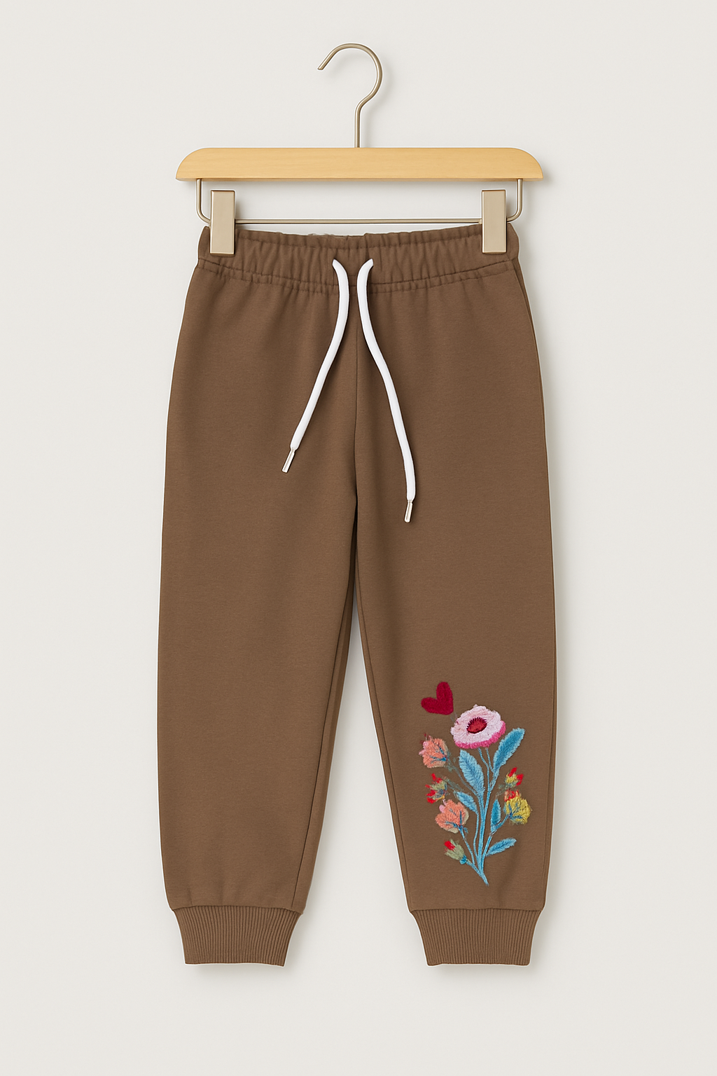 Brown Floral Embroidered Jogger Pants ๐ธ