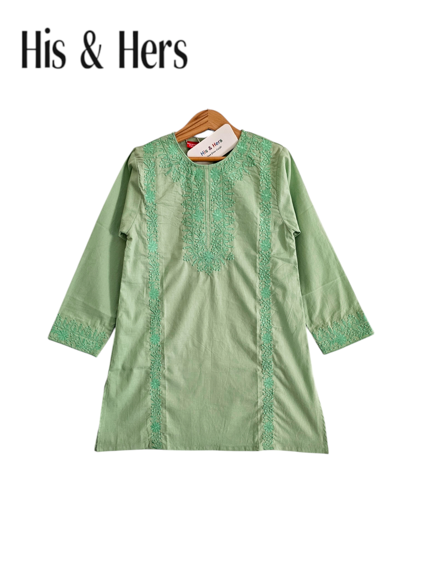Embroidered Pistachio Girls Top 103